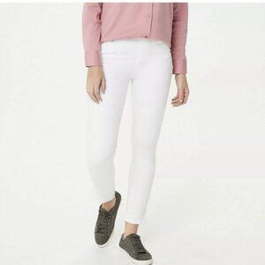 Martha Stewart Women's Zipper Ankle Knit Skinny Denim Pants White Size 10P NWOT